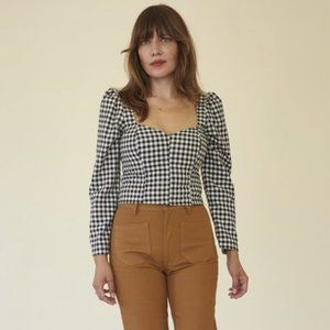 Lykke Wullf Georgia Blouse B&W Gingham (Sz L)